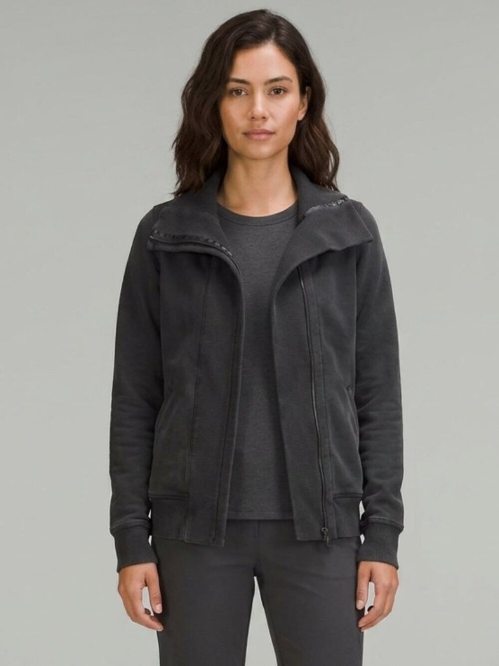 Lululemon Vintage Rare Black Slalom Zip Up Jacket with Quilted Elbow Patches